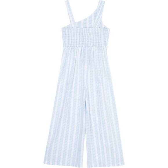 Geo Print Asymmetrical Jumpsuit, Blue - Picture 2 of 9